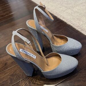 Aquazzura Sparkling Silver Platform Heels new and size  38
